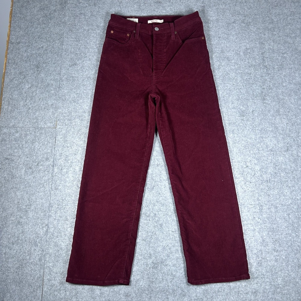 Levi's Ribcage Straight Pants Womens 28(28x26) Burgundy Corduroy High Rise